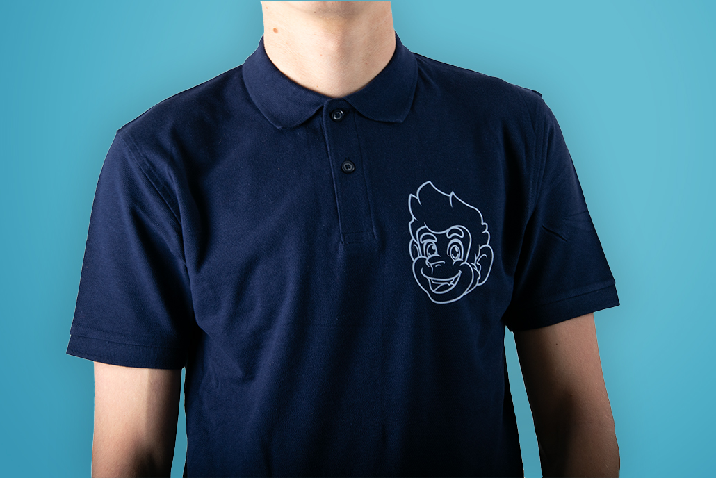 polo's bedrijfskledij aap ontwerp